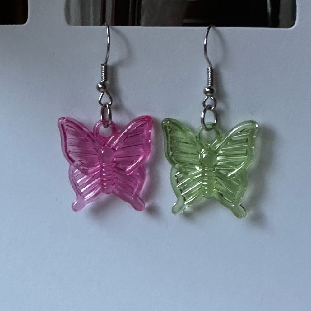 Handmade clear butterfly earrings 🦋